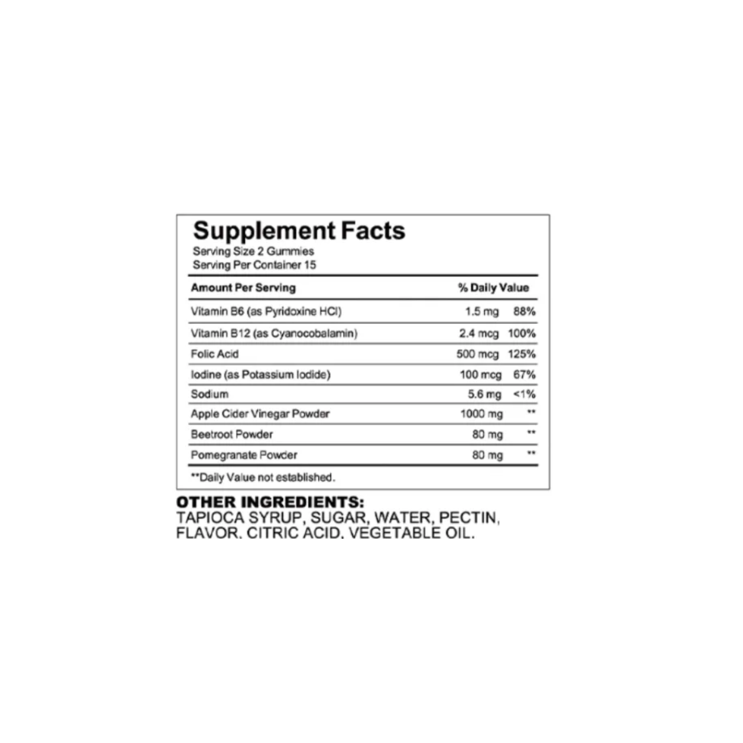 KOVA Solution ACV — Supplement Facts